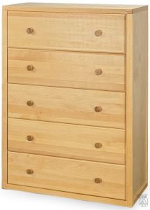 Solid Wood Framed Five Drawer Chest of Drawers in Natural Finish