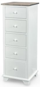 Solid Alder Wood Portland 5 Drawer Lingerie Chest in Driftwood & White Finish