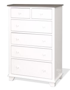 Solid Alder Wood Portland 6 Drawer Chest with Deep Blanket Drawers in Driftwood & White Finish