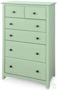 Solid Alder Wood Shaker 6 Drawer Chest with Deep Blanket Drawers in Soft Sage Finish