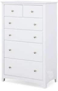 Solid Alder Wood Shaker 6 Drawer Chest with Deep Blanket Drawers in Snow White Finish