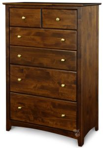 Solid Alder Wood Shaker 6 Drawer Chest with Deep Blanket Drawers in Vintage Cherry Finish
