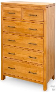 Solid Alder Wood 2 West Collection 6 Drawer Chest of Drawers in Honey Finish