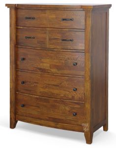 Solid Mango Wood Whistler Chest of Drawers in Carmel Finish