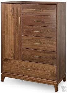 Amish Crafted Solid Walnut Allentown 6 Drawer Chest with Door in Natural Finish