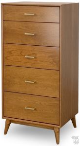 Amish Crafted Solid Cherry Allentown Narrow 5 Drawer Chest in Tawny Finish