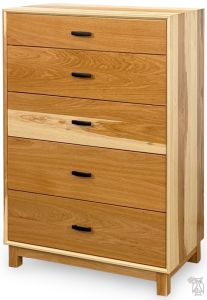 Amish Crafted Solid Hickory Allentown 5 Drawer Chest in Natural Finish