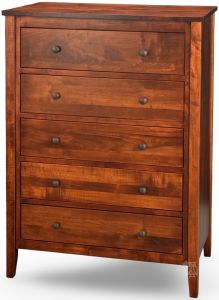 Amish Crafted Solid Maple Wood Briton Five Drawer Chest in Mocha Finish