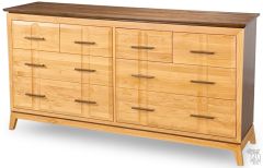Alder & Walnut Wood Addison 70" Wide Low Dresser in Duet Finish