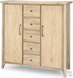 Solid Mindi Wood Aria Chest of Drawers With Door in Washed Finish