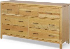 Amish Crafted Solid Cherry Wood Maverick 7 Drawer Dresser in Sealy Finish
