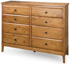 Solid Alder Wood Virginia 60" Wide 8 Drawer Dresser in Mocha Finish