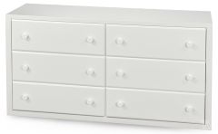 Solid Wood Framed Six Drawer Dresser in White Finish