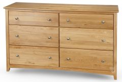 Solid Alder Wood Shaker 6 Deep Drawer Dresser in Natural Finish