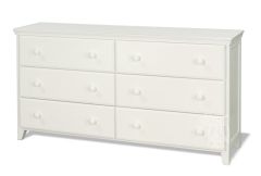 Pine Wood Six Drawer Dresser in White