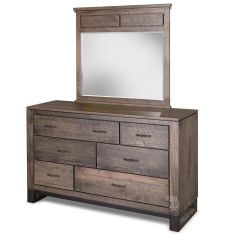 Amish Crafted Solid Maple Wood Delridge 6 Drawer Dresser & Mirror in Dew Finish