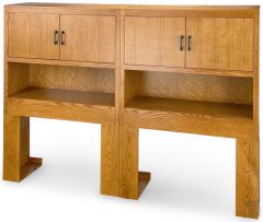 California Made Oak Wood King Or Two Twin Bookcase Headboard Set In Medium Finish