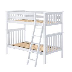 Solid Wood Bristol Twin over Twin Bunk Bed With Angled Ladder in White Finish