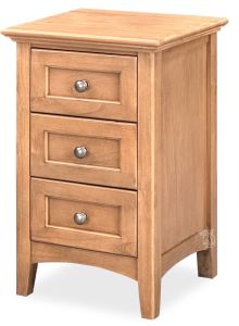 Alder Wood McKenzie 3 Drawer Narrow Nightstand in Pecan Finish