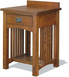 Amish Crafted Solid Quartersawn Oak Wood Bungalow One Drawer Nightstand in Michaels Finish