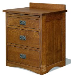 Amish Crafted Solid Quartersawn Red Oak Wood Bungalow 3 Drawer Nightstand in Michaels Finish