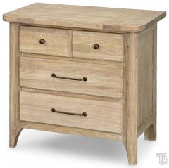 Solid Mindi Wood Aria Large 3 Drawer Nightstand in Washed Finish