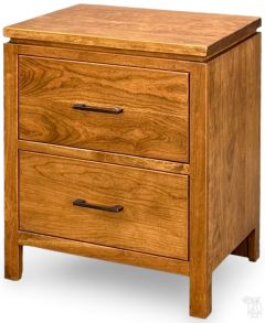 Amish Crafted Solid Cherry Wood Maverick 2 Drawer Nightstand in Sealy Finish