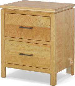 Amish Crafted Solid Cherry Wood Maverick 2 Drawer Nightstand in Natural Finish