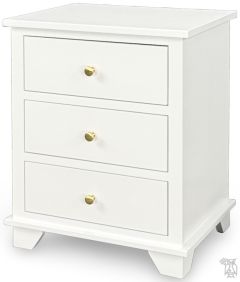Solid Alder Wood Portland 3 Drawer Nightstand in Snow White Finish