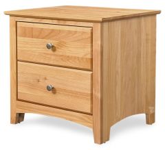 Solid Alder Wood Shaker 2 Drawer Nightstand in Natural Finish