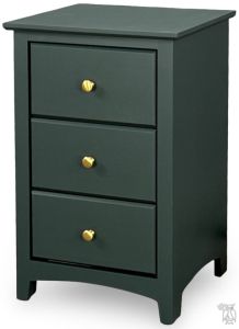 Solid Alder Wood Shaker 3 Drawer Nightstand in Forest Green Finish