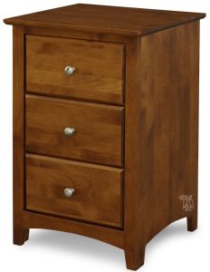 Solid Alder Wood Shaker 3 Drawer Nightstand in Antique Cherry Finish