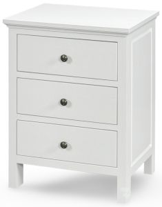Solid Alder Wood Heritage 3 Drawer Wide Nightstand in Snow White Finish