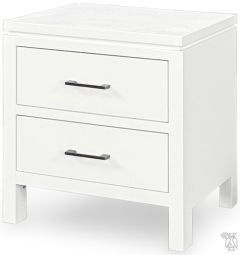 Solid Alder Wood 2 West Collection 2 Drawer Nightstand In Snow White Finish