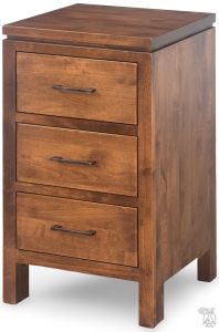 Solid Alder Wood 2 West Collection 3 Drawer Nightstand in Tuscan Brown Finish