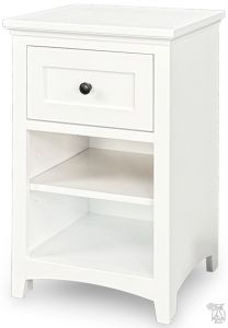 Solid Alder Wood Emerson 1 Drawer Nightstand in Snow White Finish
