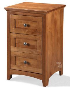 Solid Alder Wood Emerson 3 Drawer Narrow Nightstand in Golden Pecan Finish