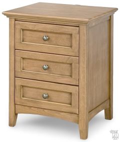 Alder Wood McKenzie 3 Drawer Wide Nightstand in Pecan Finish