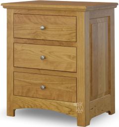 California Made Solid Cherry Wood Sunrise Three Drawer Nightstand in Sunset Finish