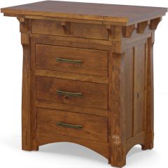 Amish Crafted Solid Character Cherry Wood MaRyan 3 Drawer Nightstand in Amber Glow Finish