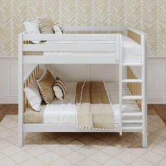 Solid Wood Framed Modern Full XL High Bunk Bed with Straight Ladder on Front