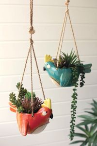 Ceramic Bird Hanging Planters Each
