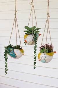 Ceramic Hanging Bird Planters Each