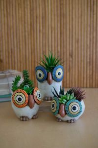 Ceramic Owl Planters Each