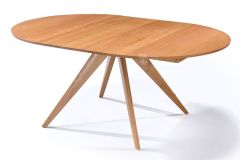 Solid Cherry Wood Catalina 48" Round Extension Dining Table with Natural Finish