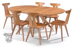 Solid Cherry Wood Catalina Extension Round Table & Chair Set in Natural Finish