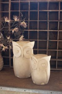 Large Carved Wood Owl Each