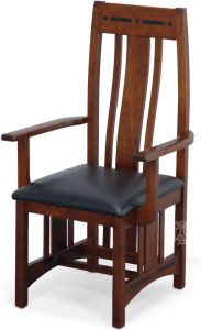 Amish Crafted Solid Premium Cherry Wood Aspen Arm Chair with Leather Seat in Michaels Finish