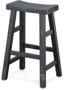 Solid Mahogany Wood Sandy Beach 30" High Saddle Stool in Black Sand Finish