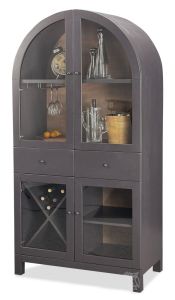 Arch Top Display Bar Cabinet with Wine Rack & Storage